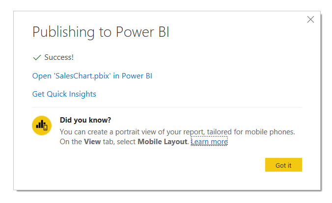 Publishing to PowerBI