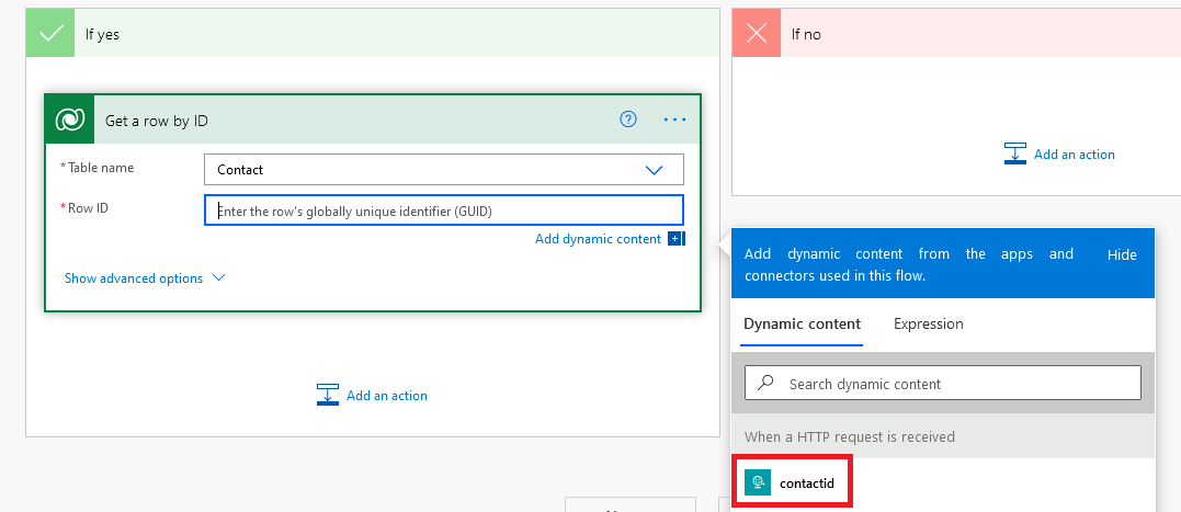 Select contact as the table