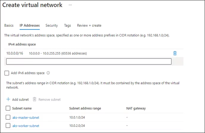 Create Virtual Network with IP Addresses