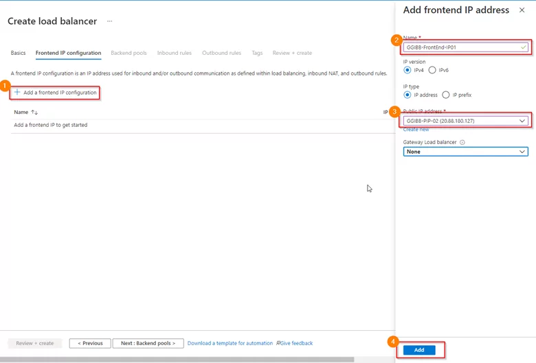 Name Load Balancer ad Public IP Address