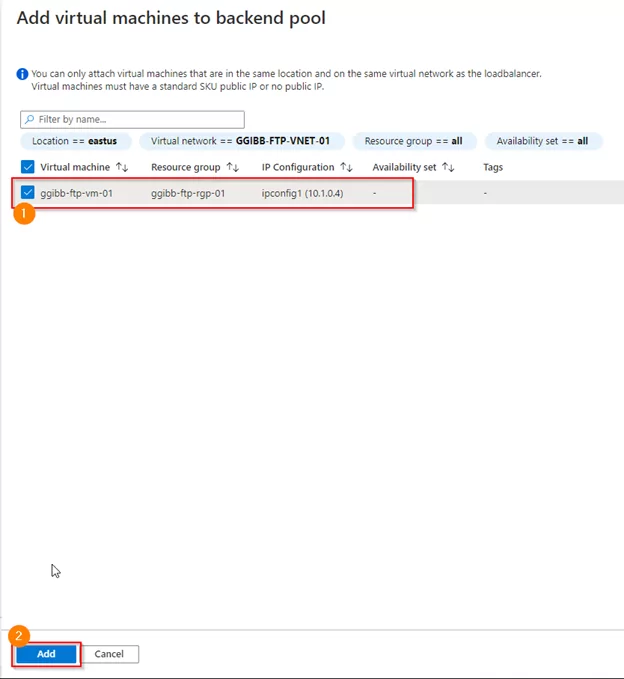 Add virtual machines to backend pools