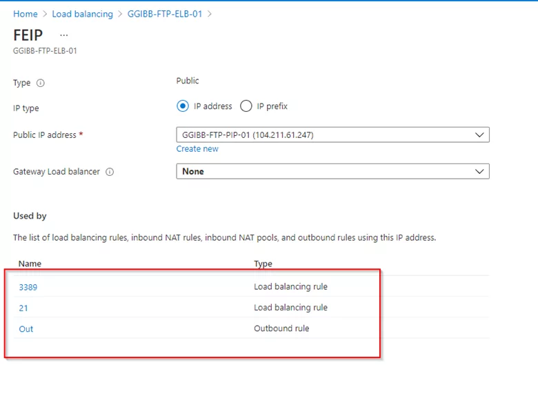 Frontend IP configuration