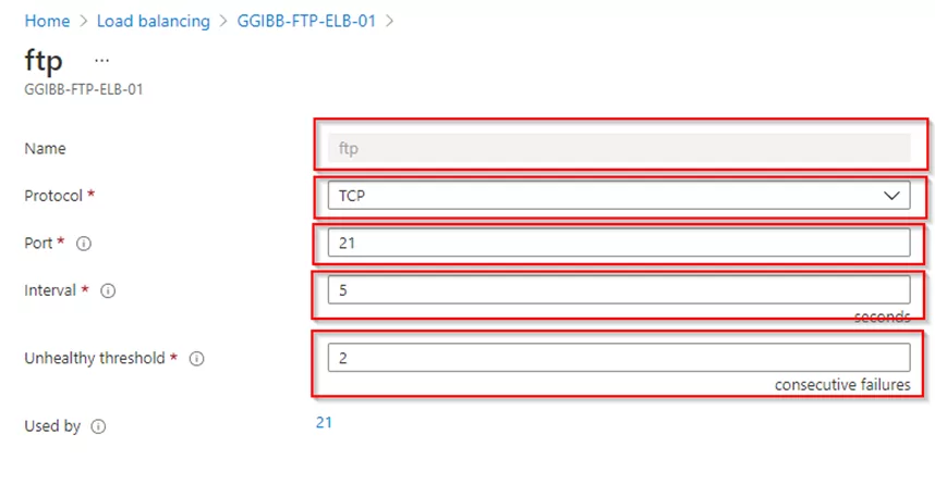 Use Health Probe for FTP Data