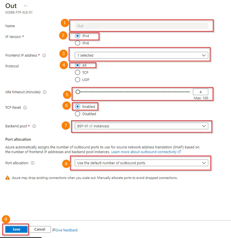 Create an outbound rule for back-end resource