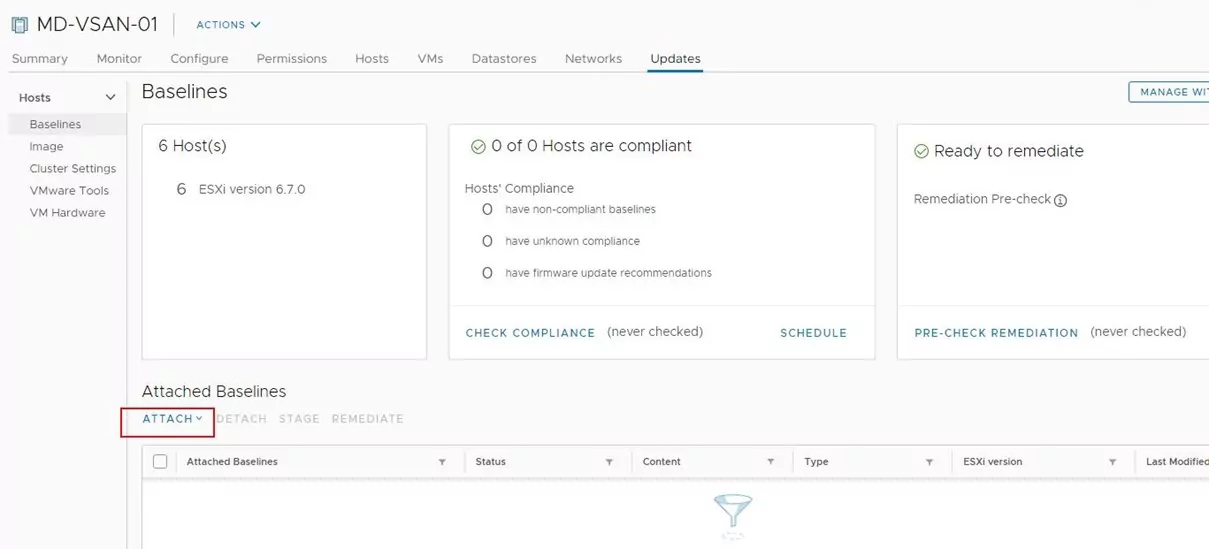 Attach Upgrade Baseline to Cluster