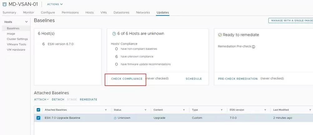 Check Compliance for ESXi Hosts